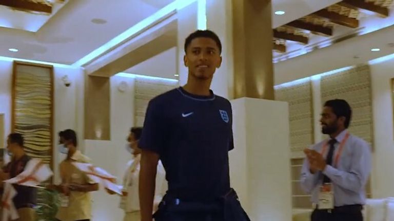 England players arrive at their hotel to support