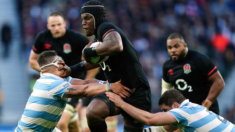Maro Itoje on the charge for England