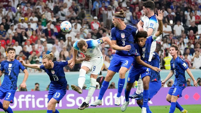 Harry Kane heads a late chance wide in England's World Cup draw with USA
