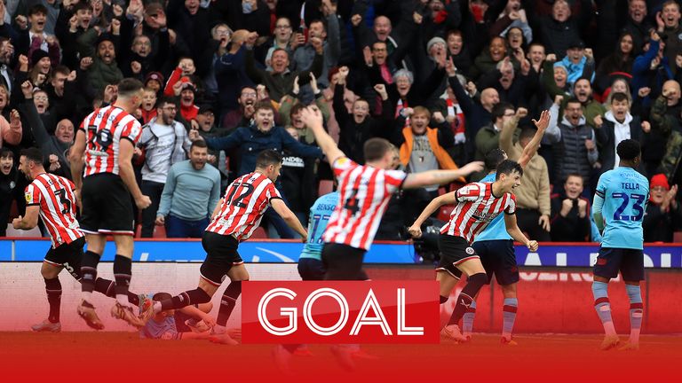 Anel Ahmedhodzic mencetak gol keempat Sheffield United melawan Burnley.