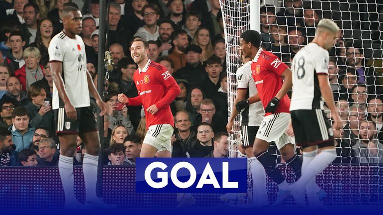 Christian Eriksen prods home his first goal for Manchester United, and the 150th of his career.