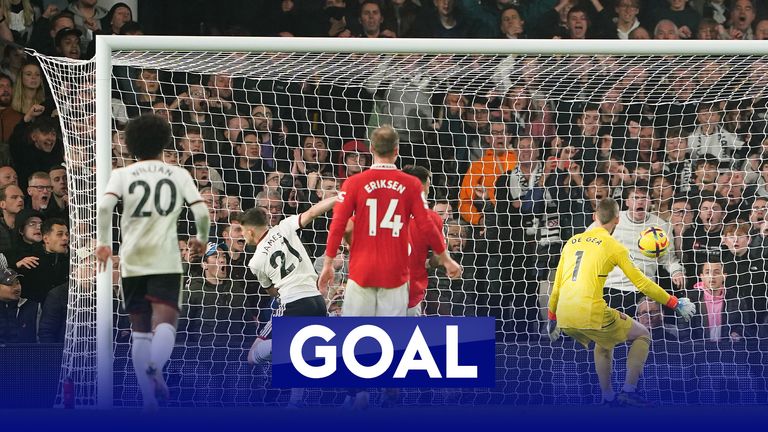 Daniel James scores against his former club to make it Fulham 1-1 Manchester United with just under half an hour to play.