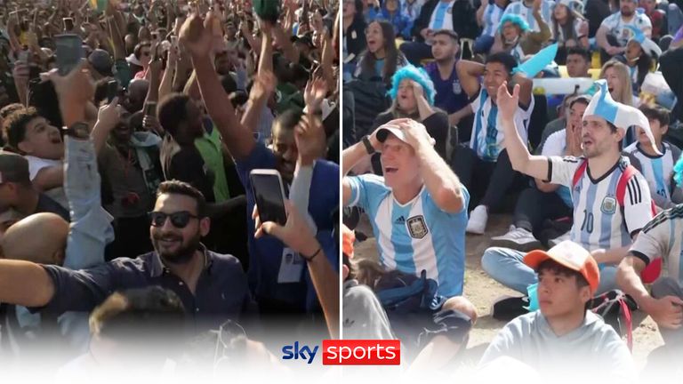 Saudi Arabian fans celebrated their team's stunning victory over Argentina while fans in Buenos Aires were stunned by the defeat. 