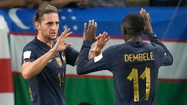 Adrien Rabiot celebrates his equaliser against Australia