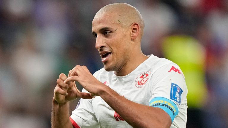 Wahbi Khazri celebrates after scoring against France