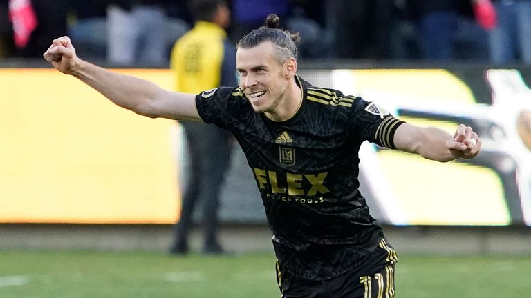 Gareth Bale celebrates LAFC winning on penalties