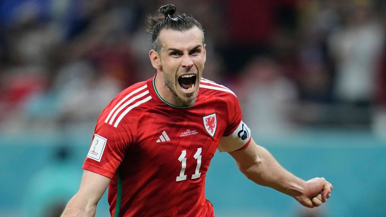 Wales' Gareth Bale reacts after scoring a goal vs United States