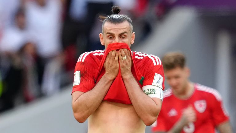 Gareth Bale looks dejected following Wales&#39; defeat to Iran at the World Cup