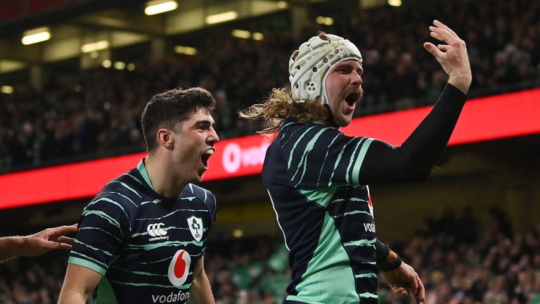 Mack Hansen scored one of two Ireland tries as they recorded victory over the Springboks in Dublin 