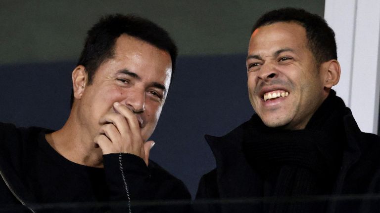 Owner Acun Ilicali (left) watches Hull's 3-1 defeat to Middlesbrough alongside Liam Rosenior