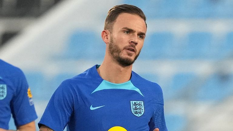 James Maddison training with England at the World Cup