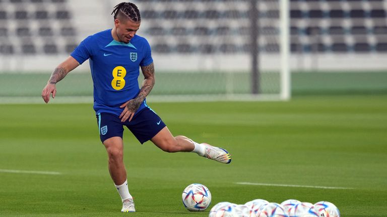 Kalvin Phillips training with England in Qatar