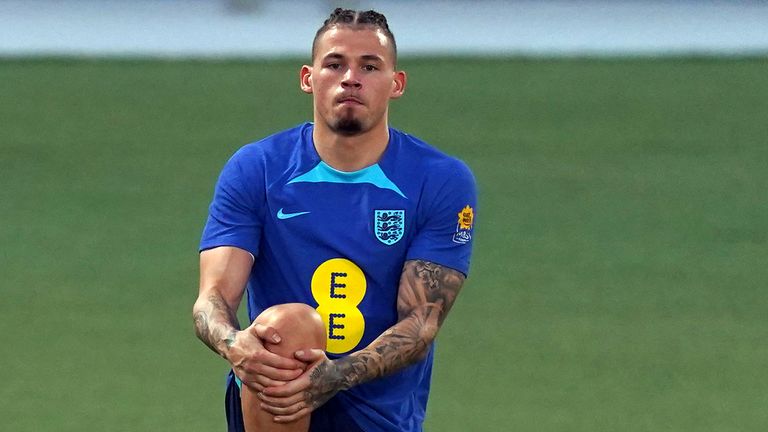 Kalvin Phillips en Inglaterra entrenando en la Copa del Mundo