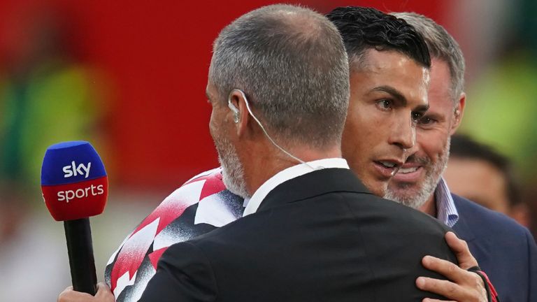 Cristiano Ronaldo hugs Roy Keane at Old Trafford
