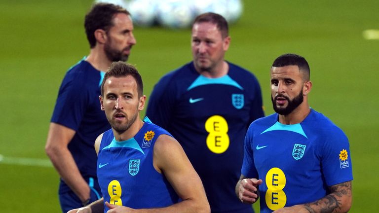 Kyle Walker (right) returned to training after having groin surgery in October