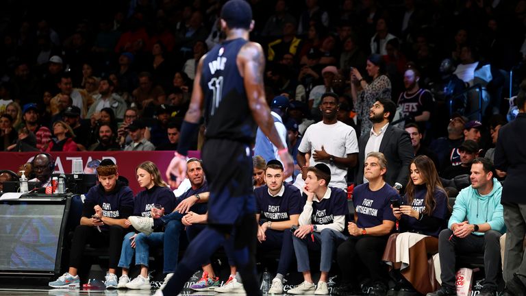 Fans wore t-shirts saying &#39;fight anti-Semitism&#39; to the Brooklyn Nets home game against the Indiana Pacers on Monday