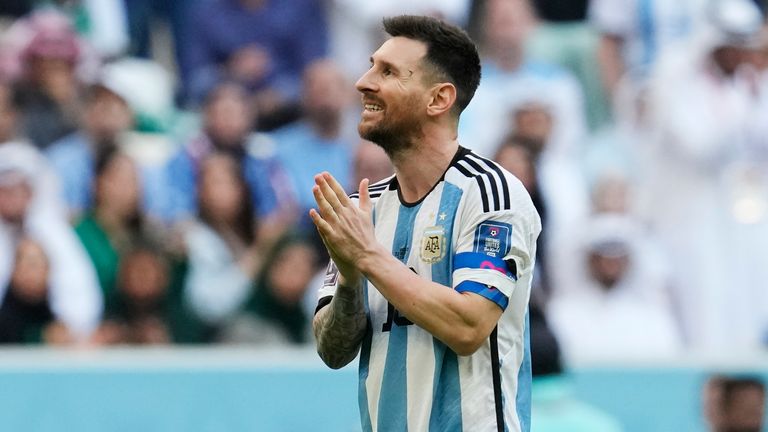 Argentina&#39;s Lionel Messi cuts a frustrated figure during the shock 2-1 defeat to Saudi Arabia