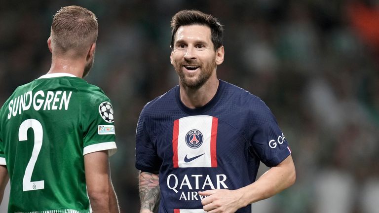 Lionel Messi celebra en el Paris Saint-Germain tras marcar ante el Maccabi Haifa