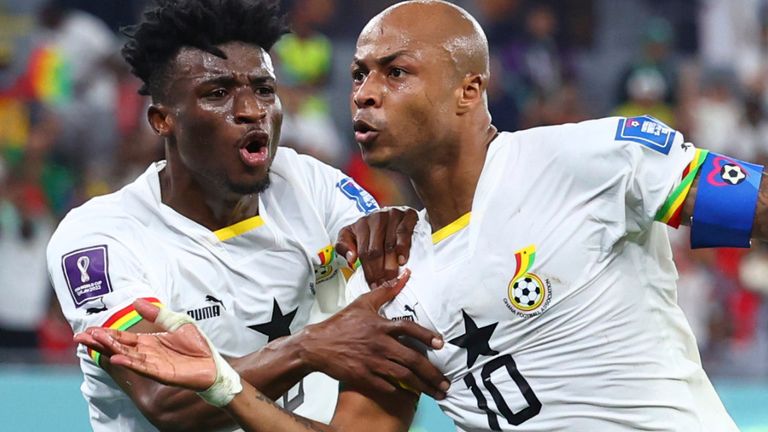 Mohamed Kudus e Anre Ayew comemoram