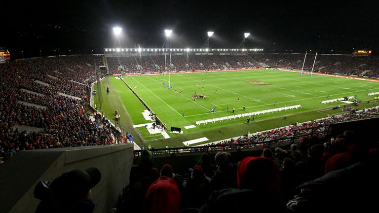 10 November 2022; A general view of match action during the match between Munster and South Africa Select XV at P..irc Ui Chaoimh in Cork. Photo by Harry Murphy/Sportsfile