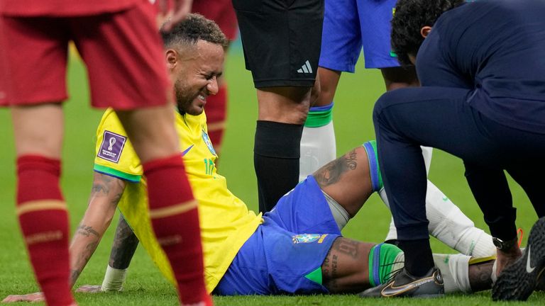 Neymar needed a lot of care before limping off with ten minutes remaining