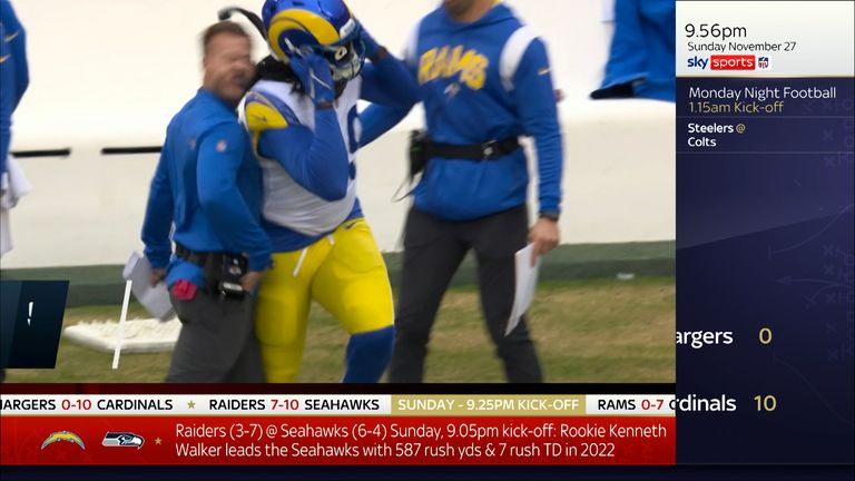 OUCH! Los Angeles Rams coach run into by own player! | Video | Watch TV  Show | Sky Sports
