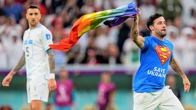 Protester, Portugal v Uruguay