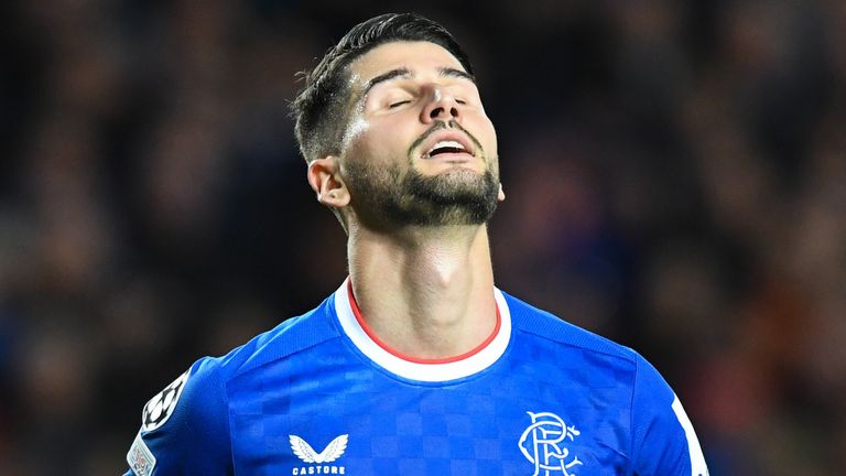 GLASGOW, SCOTLAND - OCTOBER 12: Rangers&#39; Antonio Colak during a UEFA Champions League match between Rangers and Liverpool at Ibrox Stadium, on October 12, 2022, in Glasgow, Scotland. (Photo by Craig Foy / SNS Group)