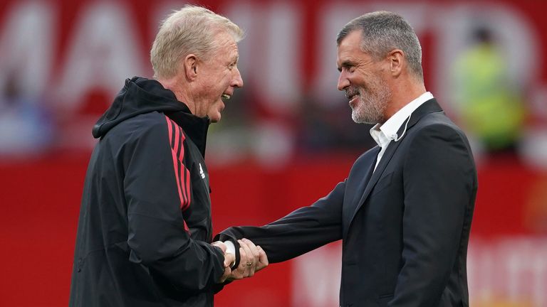 Man Utd assistant coach Steve McClaren and Keane