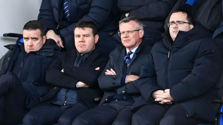 PERTH, SCOTLAND - NOVEMBER 06: (L-R) Rangers&#39; directors Andrew Dickson, Ross Wilson, Stewart Robertson and Graeme Park during a cinch Premiership match between St Johnstone and Rangers at McDiarmid Park, on November 06, 2022, in Perth, Scotland. (Photo by Rob Casey / SNS Group)