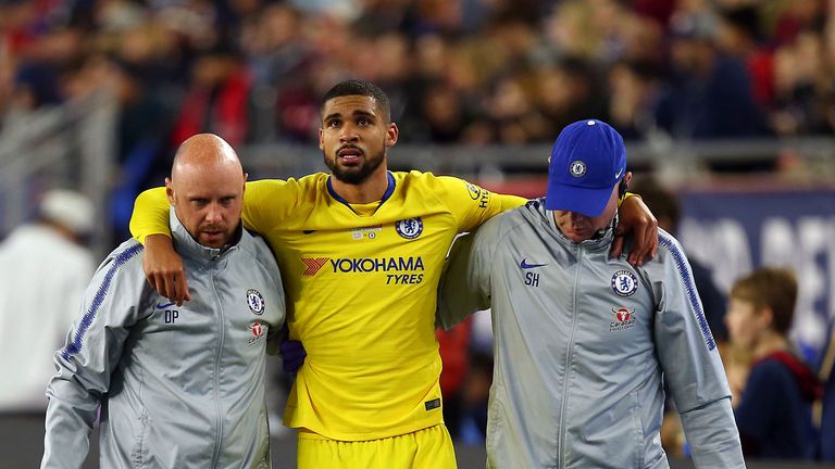 Loftus-Cheek is helped off after rupturing his Achilles in America