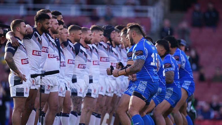 England facing the Samoa head of kick-off