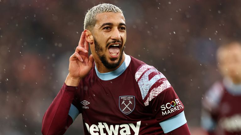 Said Benrahma celebrates after giving West Ham a first-half lead over Crystal Palace