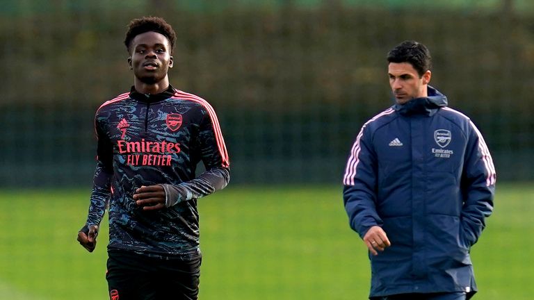 Bukayo Saka is back in training after his injury scare