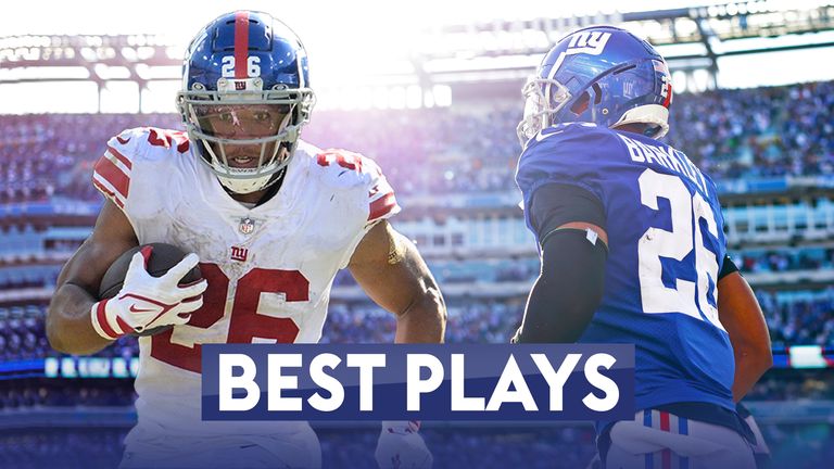 Watch the best highlight-reel plays from New York Giants running back Saquon Barkley so far this season
