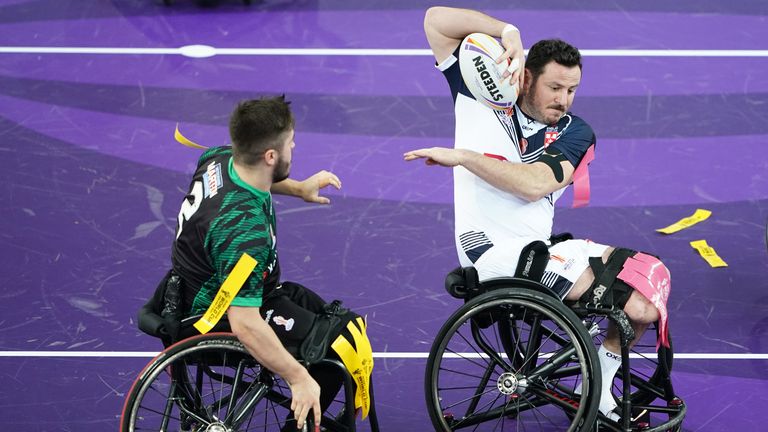 Sebastien Bechara tries to avoid an Ireland defender