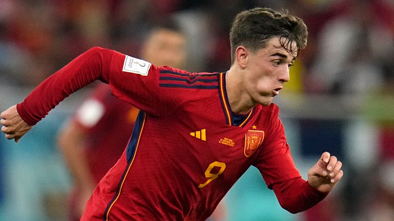Gavi makes a run during Spain's World Cup clash with Costa Rica
