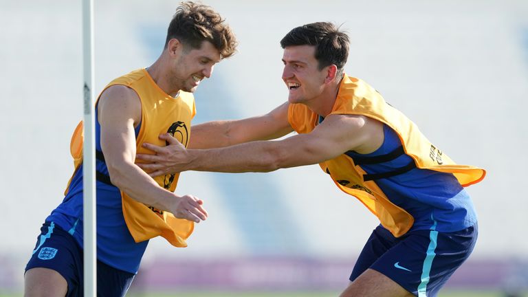 John Stones et Harry Maguire à l'entraînement