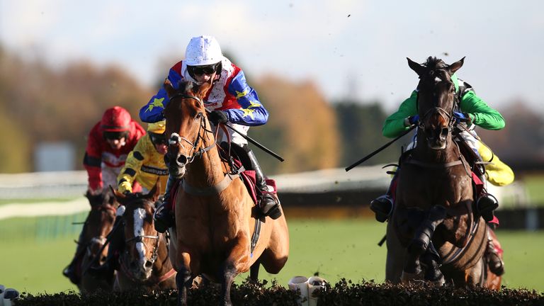 Tahmuras landed the Listed Newton Novices' Hurdle at Haydock in great style
