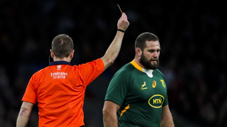 South Africa replacement prop Thomas du Toit was red carded, but it was to matter not for the visitors 