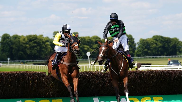 Topofthecotswolds (right) and Soldier Of Love battle it out at Worcester