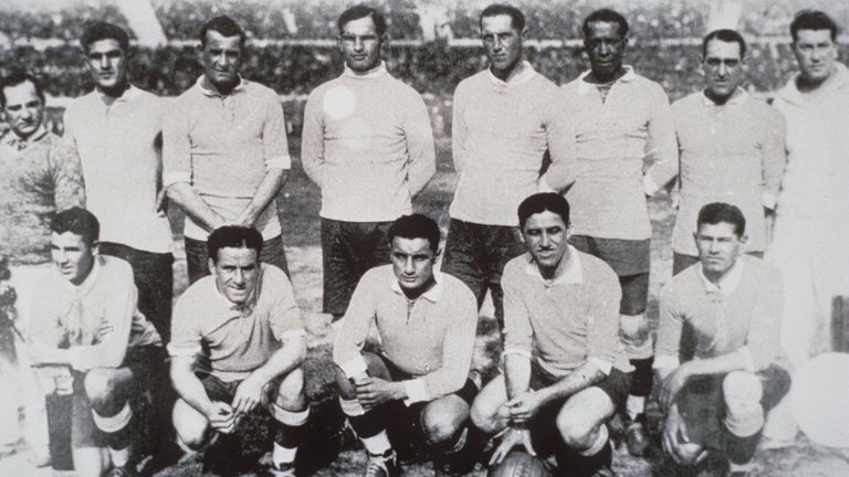 The victorious Uruguay team from 1930