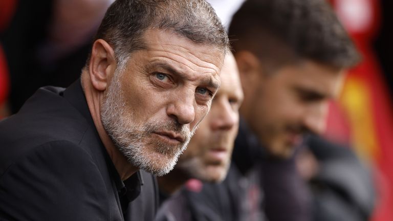 Slaven Bilic watches his Watford side at Vicarage Road.