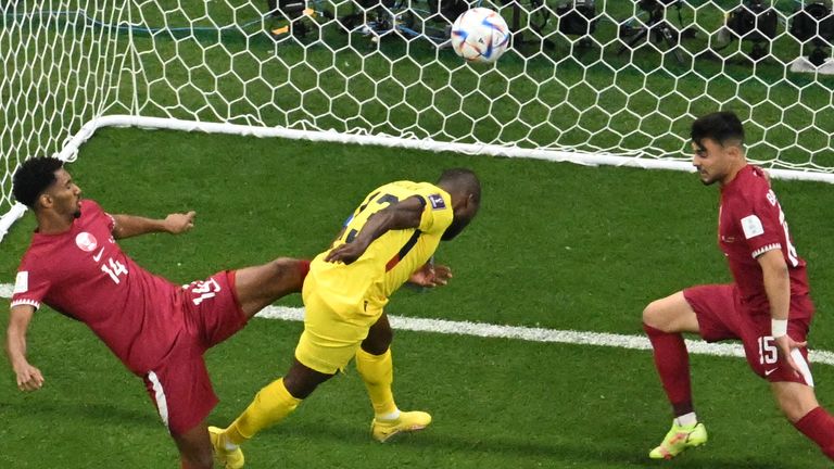 Enner Valencia heads the ball into the net only for VAR to disallow his effort