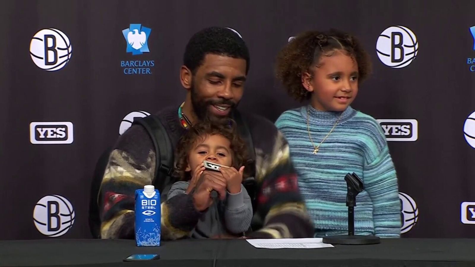 Brooklyn Nets star Kyrie Irving's son takes over NBA press conference ...