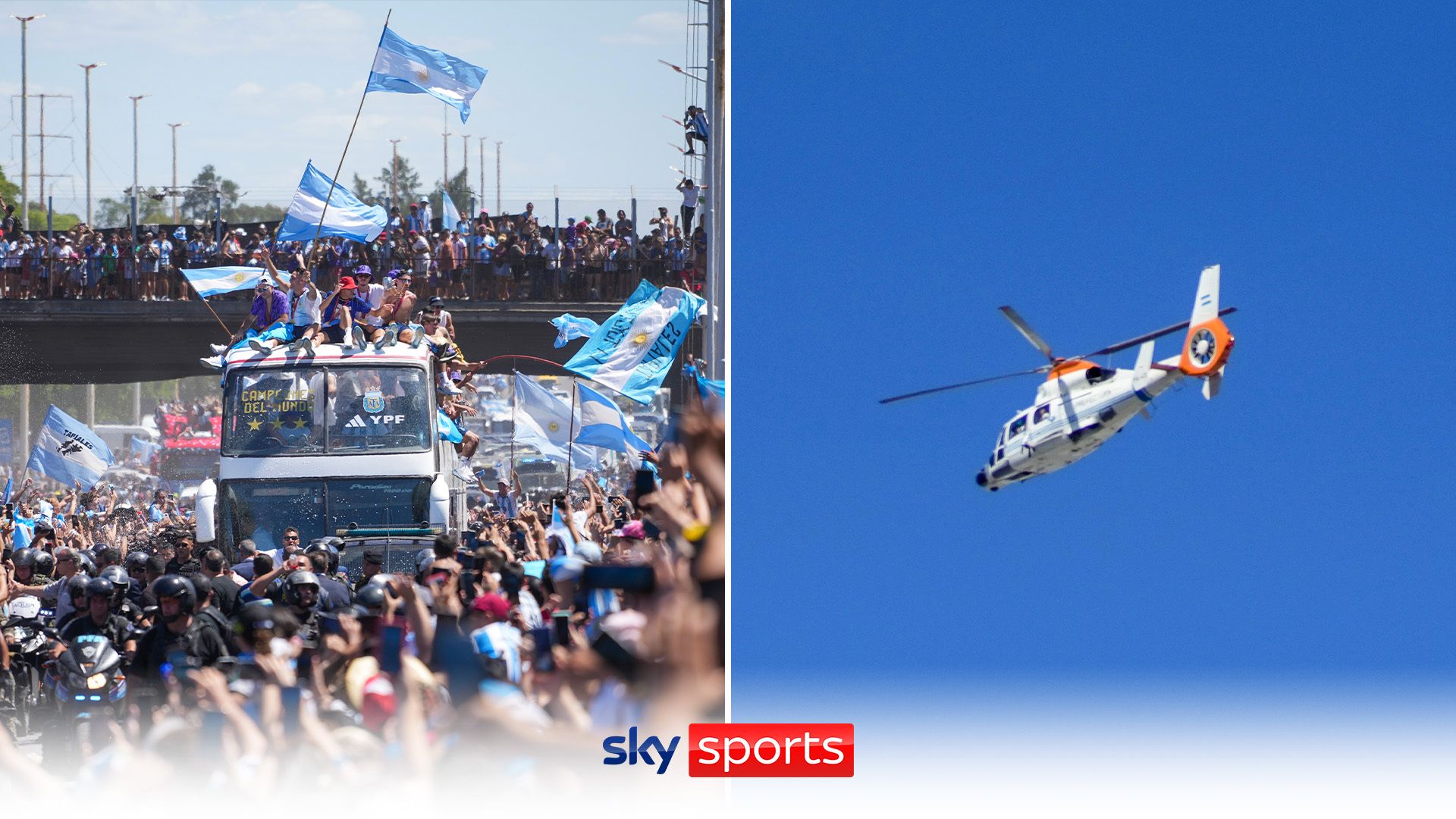 Argentina fan jumps on team bus forcing WC winners to get helicopters