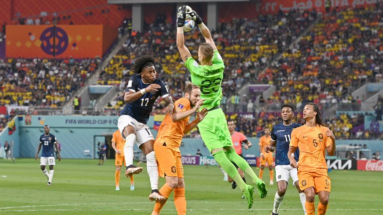 Netherlands goalkeeper Andries Noppert is winning admirers at the World Cup