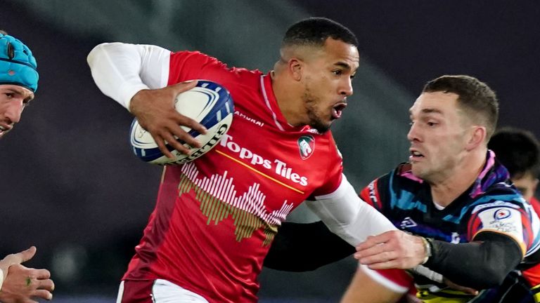 Ospreys v Leicester Tigers - Heineken Champions Cup - Swansea.com Stadium
Leicester Tigers� Anthony Watson is tackled by Ospreys� George North during the Heineken Champions Cup match at the Swansea.com Stadium, Swansea. Picture date: Sunday December 11, 2022.