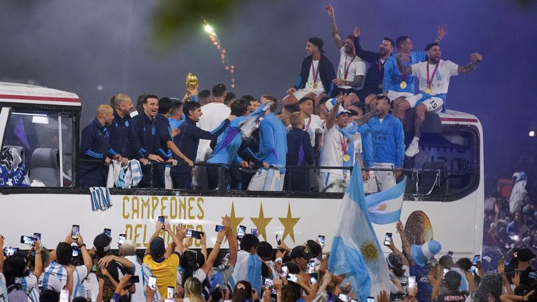 Argentina players were met by thousands of fans in Buenos Aires