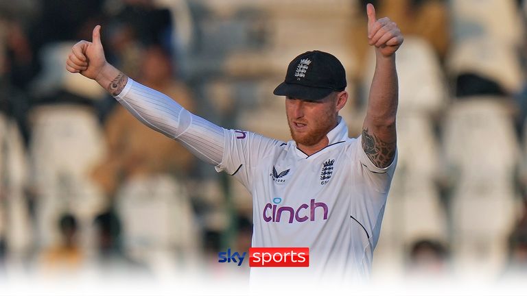 Ben Stokes celebrates after England beat Pakistan